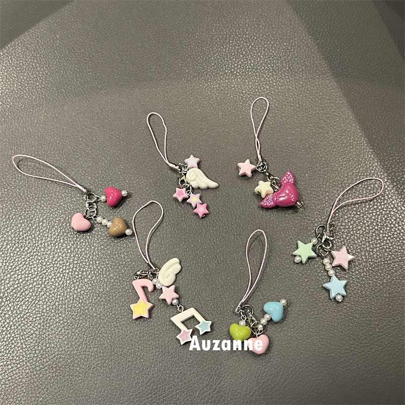 小众可爱星星天使翅膀手机挂链车钥匙U盘挂坠airpods耳机壳挂饰品