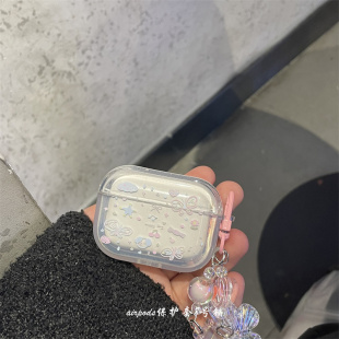 早春涂鸦蝴蝶碎花适用苹果无线蓝牙airpods pro1代2代3代耳机保护套