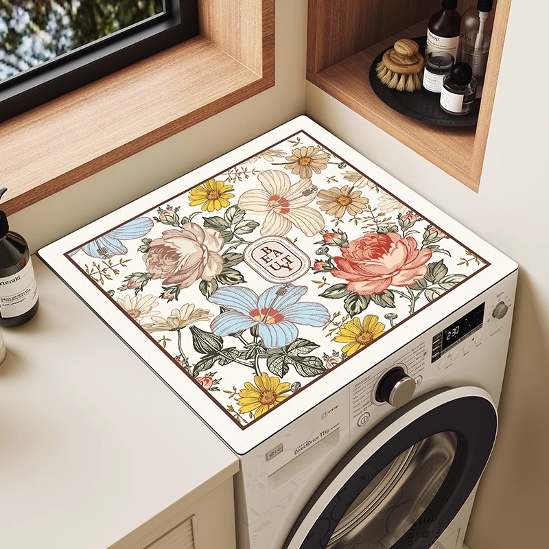 滚筒洗衣机盖垫吸水防晒冰箱盖布防尘罩垫布硅藻泥床头柜台面垫子