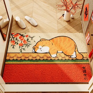 可爱猫喜庆门垫除尘耐脏门口可擦丝圈脚垫地毯 入户门地垫2025新款