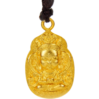 工艺古法足金男款实心吊坠