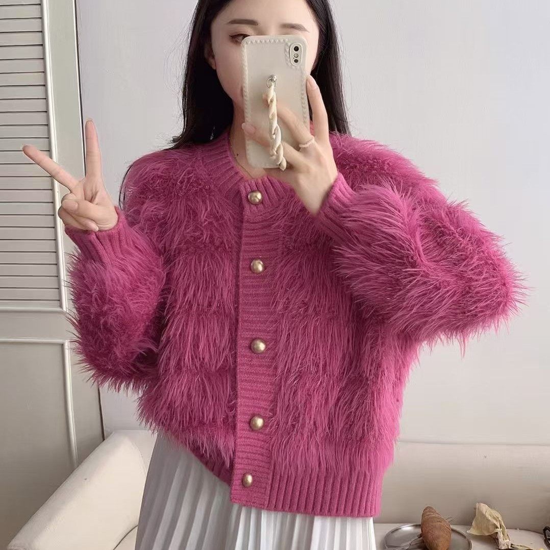 新款时尚洋气百搭女装仿水貂毛衣开衫女秋冬季外穿流苏针织衫外套,女装/女士精品,毛针织衫,淘宝优惠券,粉丝福利购,淘宝优惠卷