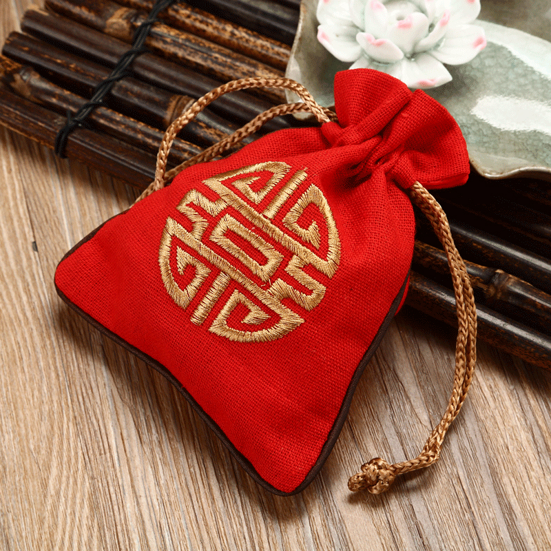 烟丝袋烟斗绒布袋老式旱烟袋把玩文玩袋子荷包纯手工刺绣亚麻袋