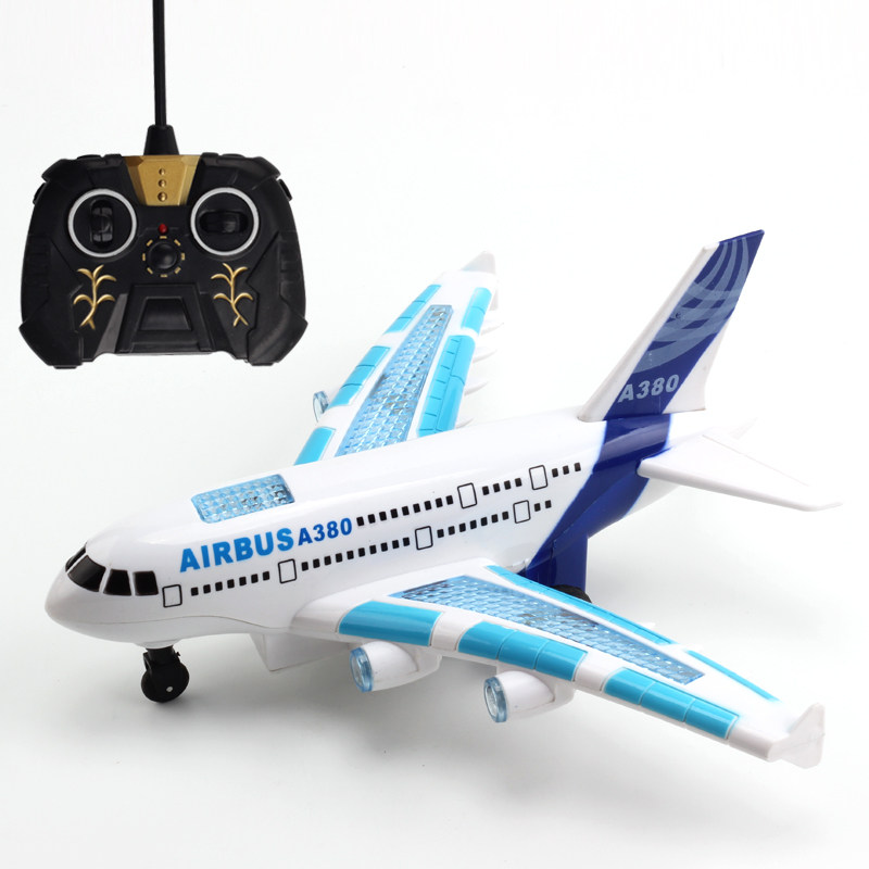儿童灯光音效遥控飞机充电A380客机地上跑的航天模型电动摇控玩具