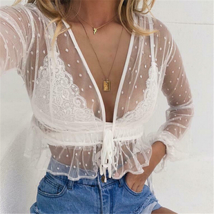 Women Wear Summer Sexy Tops Beach Ladies Blouse Lace