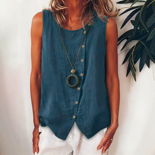 女士无袖衬衫宽松休闲背心 Sleeveless shirt, loose casual vest