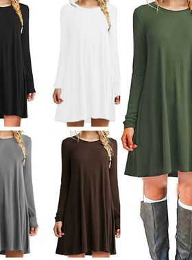 stitching solid color loose slim dress拼接纯色宽松显瘦连衣裙