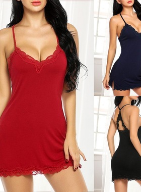 Nightdress set lace sexy pajamas nightgown蕾丝性感睡衣睡袍