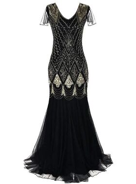 Sequin Dress Gatsby Retro Dress 连衣裙大码宴会派对礼服女装裙