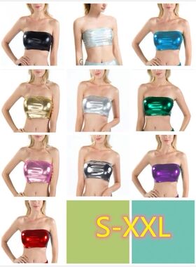 Lacquer leather solid color base shirt women女漆皮纯色打底衫