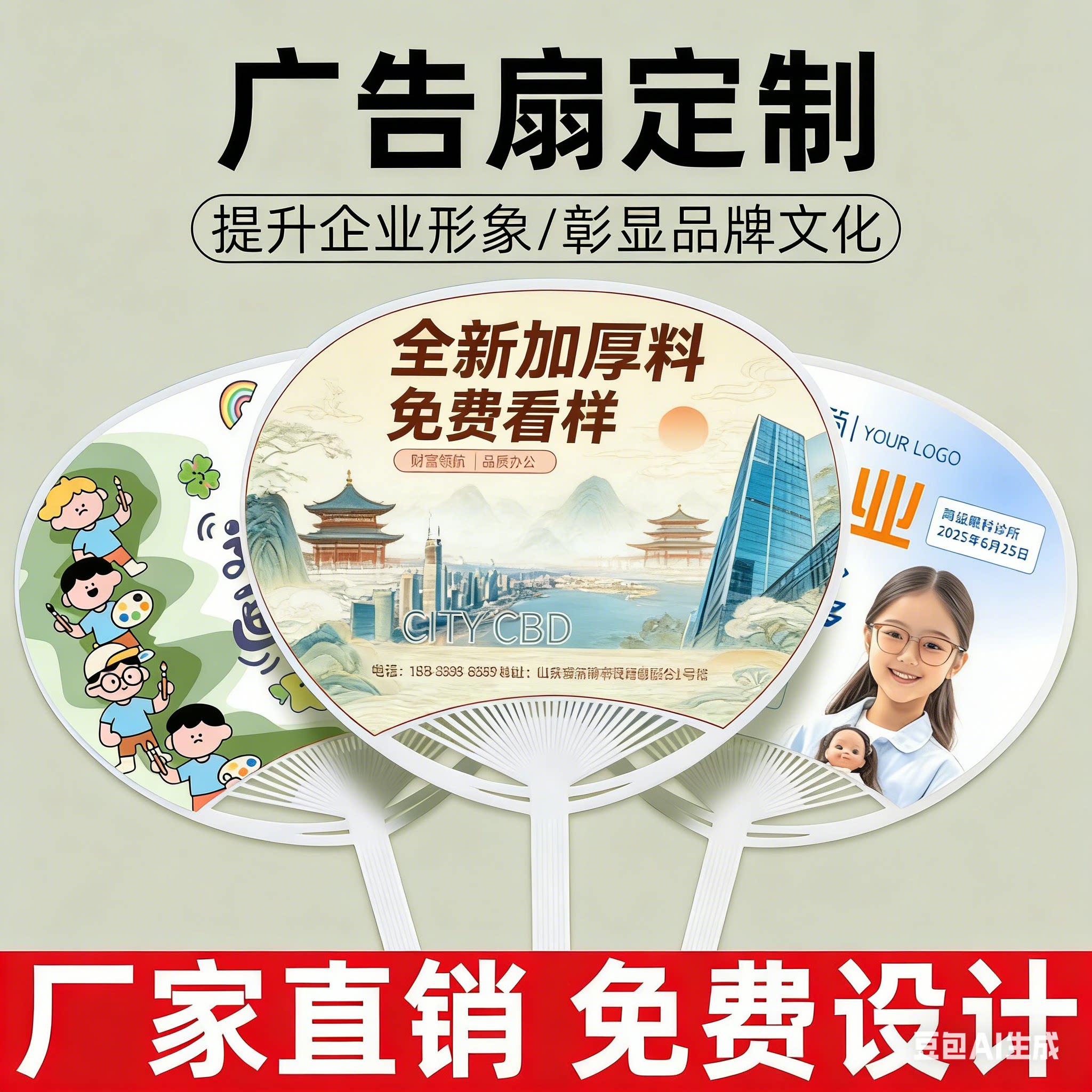 广告扇子定制pp扇子定做地推宣传塑料大胶扇宣传印刷制作印logo