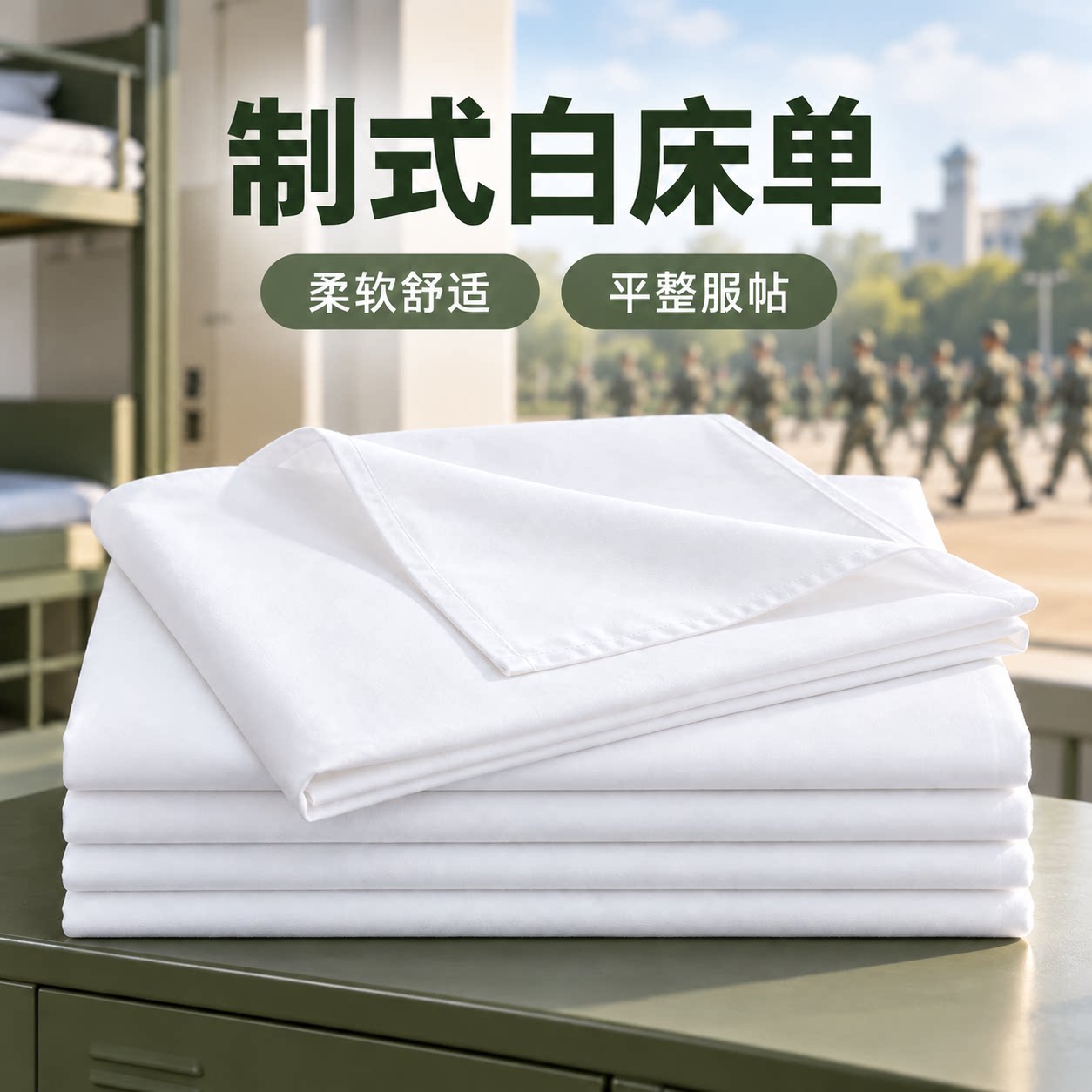 正品制式白床单军训单人加厚军人学生军训宿舍单人内务纯白色床单