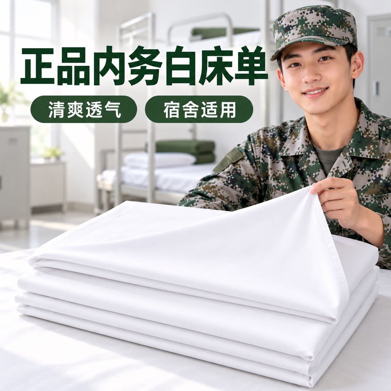 正品制式白床单军训单人加厚军人学生军训宿舍单人内务纯白色床单
