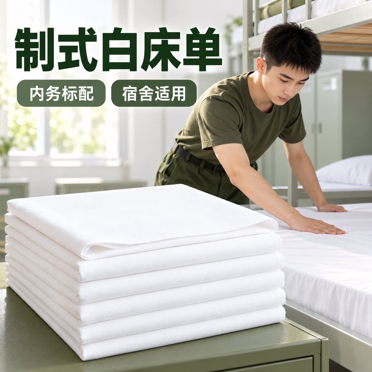 正品制式白床单军训单人加厚军人学生军训宿舍单人内务纯白色床单