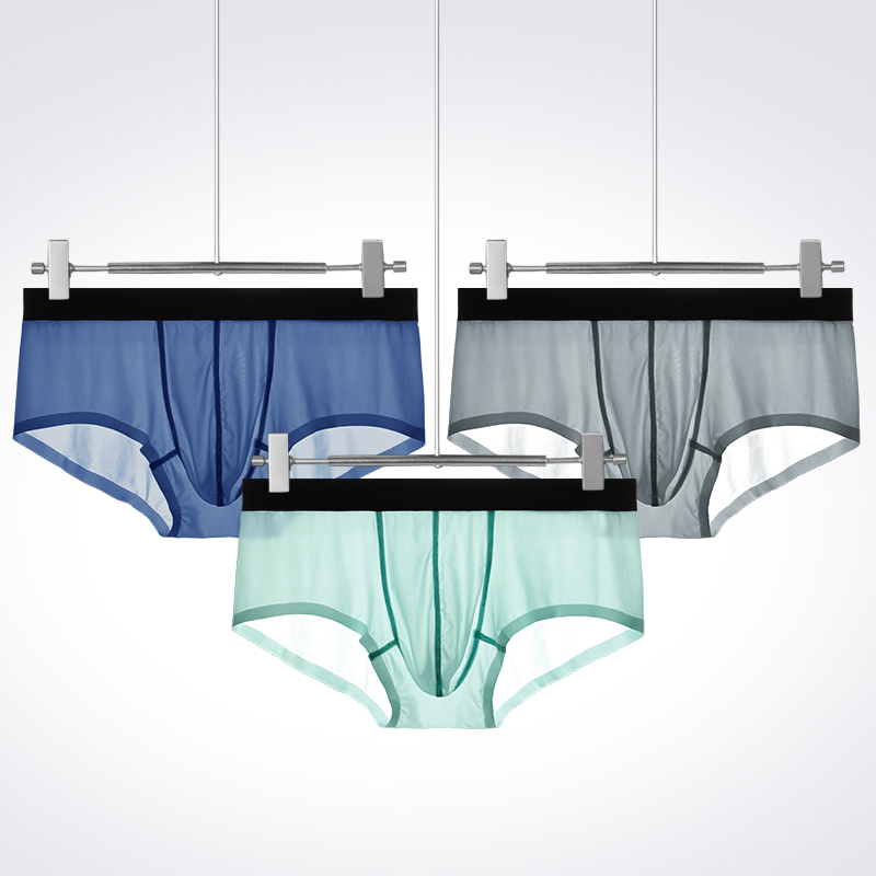 男士冰丝夏季透明无痕平角裤薄款