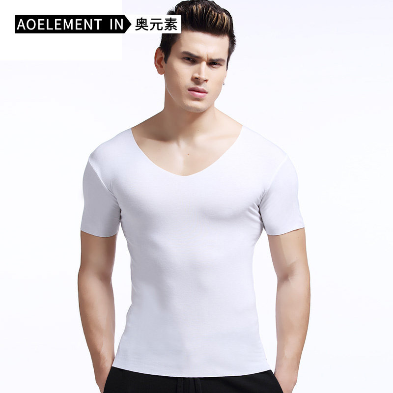 莫代尔紧身半袖体恤薄款纯色男士无痕短袖t恤大v领打底衫修身内衣,女士内衣/男士内衣/家居服,吊带/背心/T恤/打底/肌底衣,淘宝优惠券,粉丝福利购,淘宝优惠卷