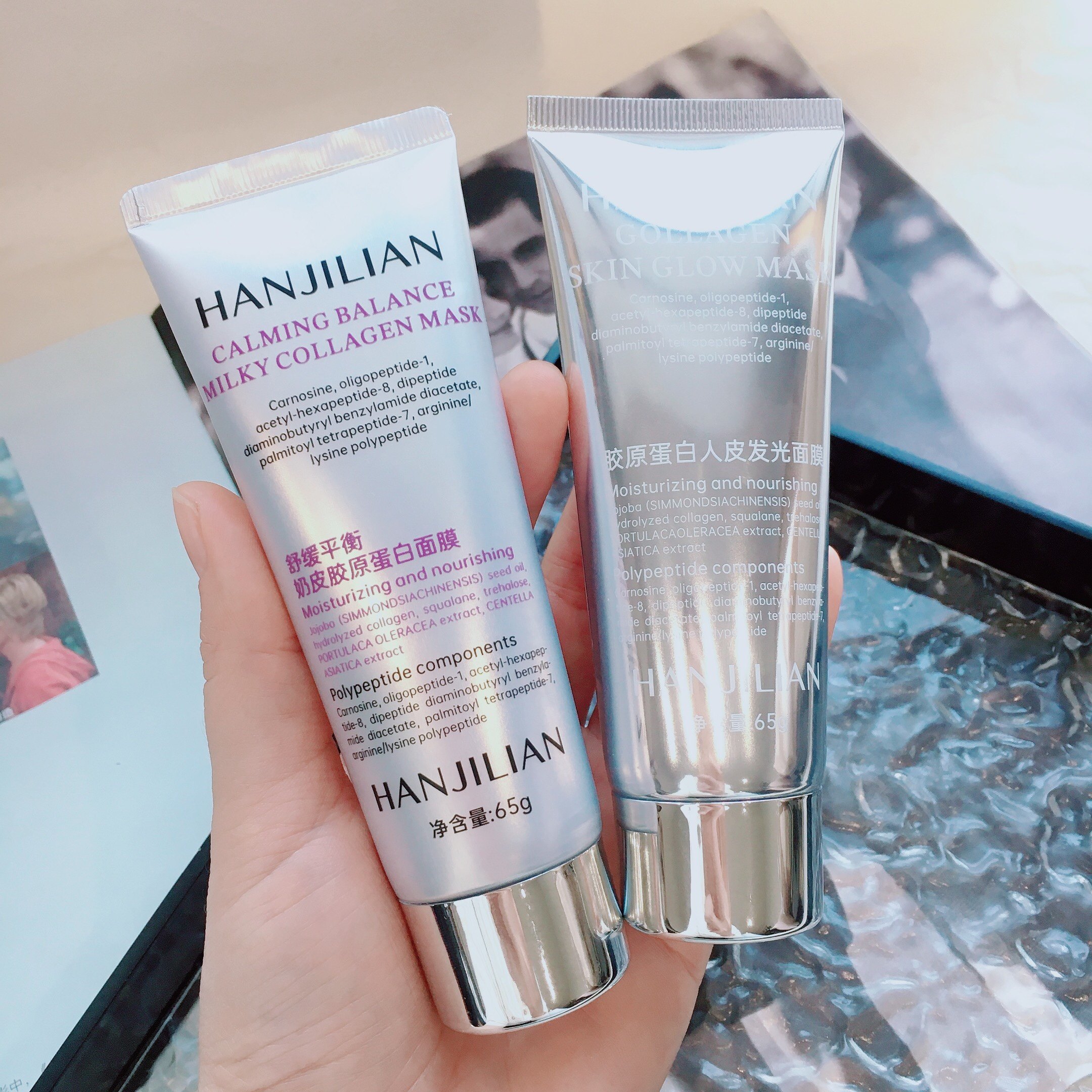 人皮面膜敷出胶原小脸~LANJILIAN舒缓奶皮胶原蛋白面膜发光面膜