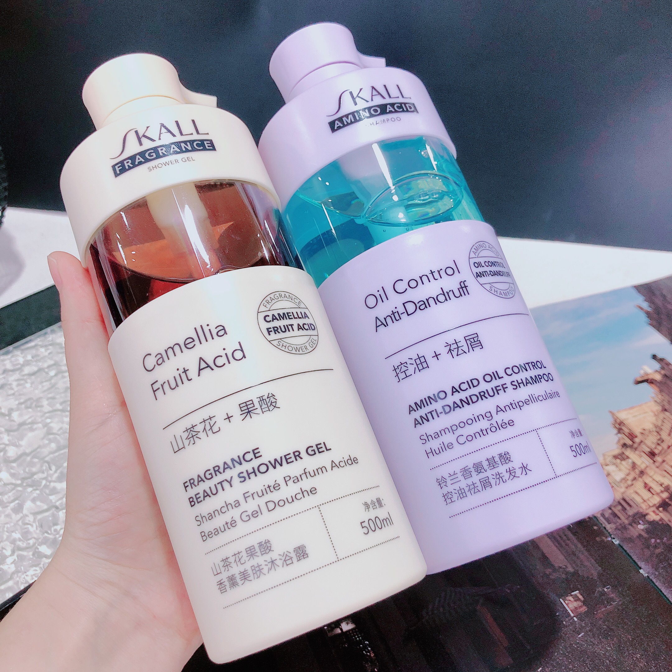 SKALL铃兰香氨基酸控油祛屑洗发水山茶花果酸香薰美肤沐浴露500ml