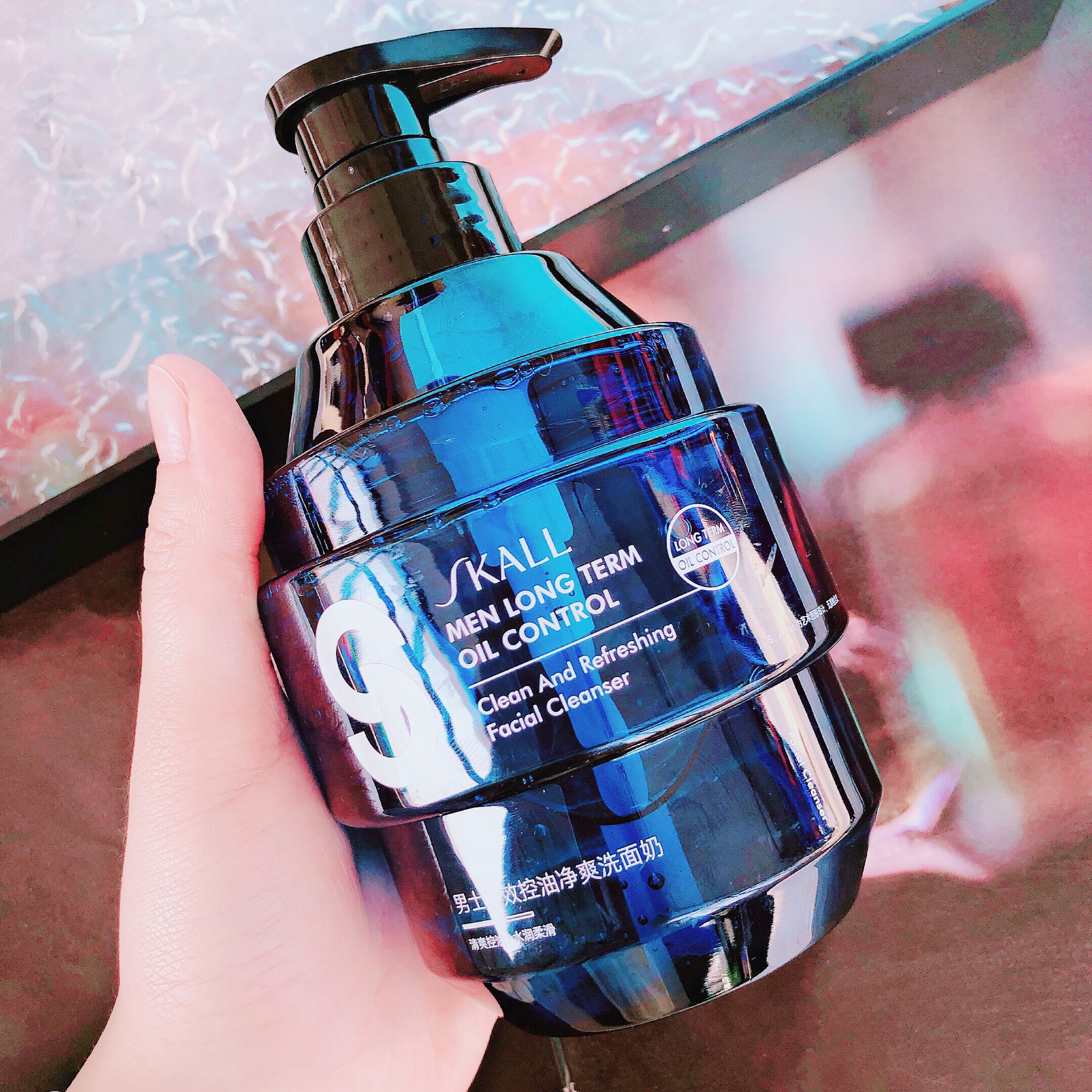 油皮天菜~SKALL男士长效控油劲爽洗面奶去黑头净痘洁面乳500ml