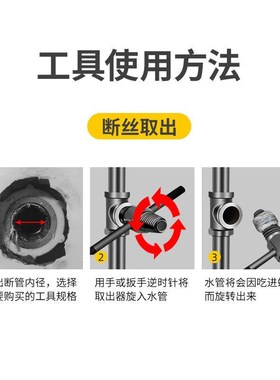 水管断丝取出器 4分6分三角阀滑牙断头螺丝N取出器水龙头手用丝锥