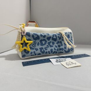 笔袋ins初中日系豹纹小众帆布大容量文具学生收纳文具盒