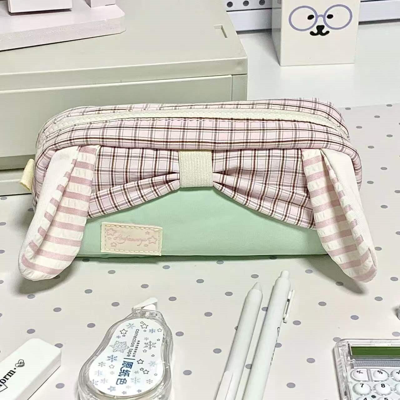 抖音同款兔兔拼接笔袋ins原创初高中生高颜值大容量文具盒收纳袋