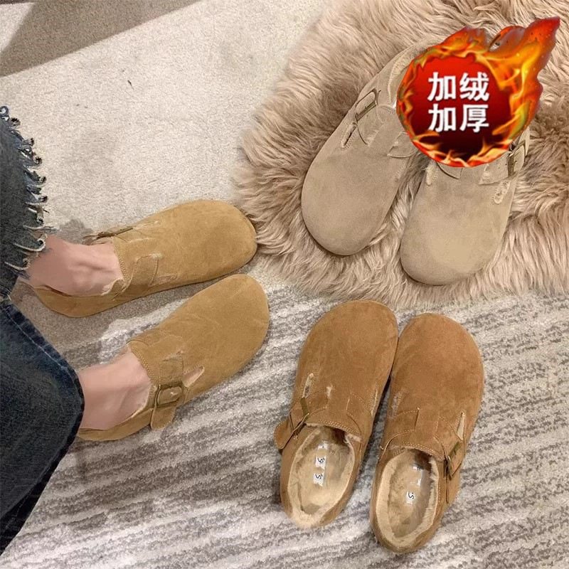 加绒保暖豆豆鞋2025新款秋冬毛毛鞋勃肯鞋女复古一脚蹬懒人二棉鞋,女鞋,棉鞋,淘宝优惠券,粉丝福利购,淘宝优惠卷