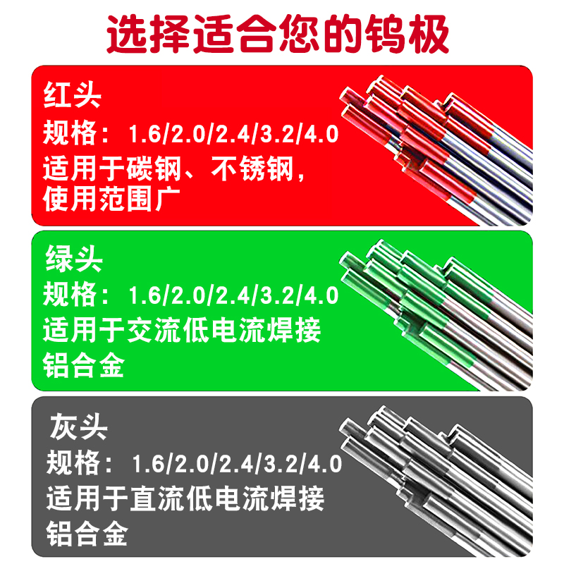 北坞电极钨钼氩弧h焊钨针钨极棒钍钨铈钨红头灰头1.6 2.0 2.4 3.2