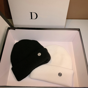 法国ins加厚秋冬百搭毛线帽子字母潮流保暖针织帽情侣包头帽冷帽