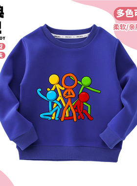 新款AlanBecker火柴人五人组秋冬季长袖上衣薄款男童百搭圆领卫衣