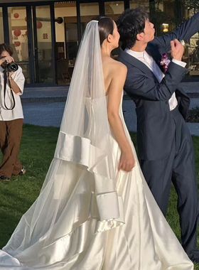 Mi唐手作结婚头纱长款高级感小众