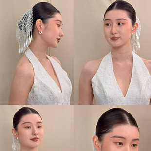 Mi唐手作新娘头饰复古优雅帽子婚礼结婚婚纱拍摄写真造型旅拍网状