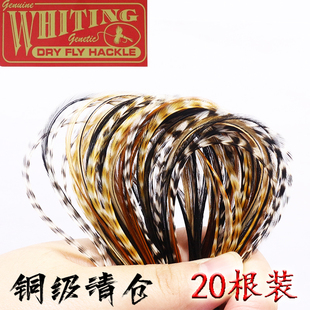20根装进口公鸡蓑羽A级铜级 干式飞蝇钩绑制羽毛材料 适配14-16号