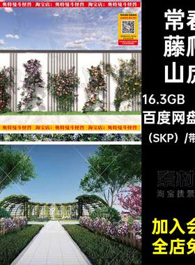 攀爬植物SU常春藤紫藤景观爬山虎庭院公园模型垂直绿化廊库藤蔓