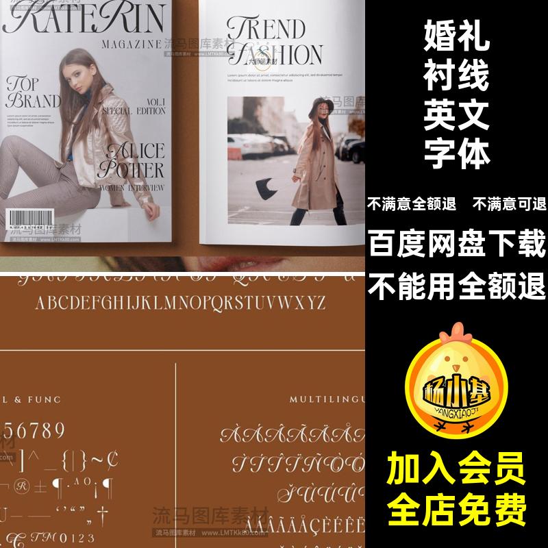婚礼衬线英文字体杂志安装包设计支持素材优雅PSAI品牌标题现代