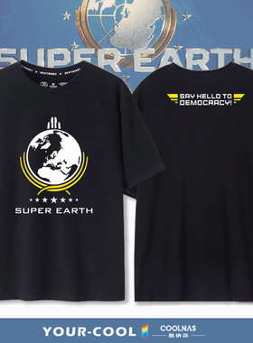 绝地潜兵2超级地球游戏周边INSERT COIN同款短袖t恤男纯棉半袖夏