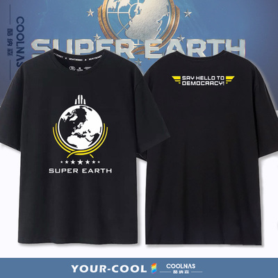 绝地潜兵2超级地球游戏周边INSERT COIN同款短袖t恤男纯棉半袖夏