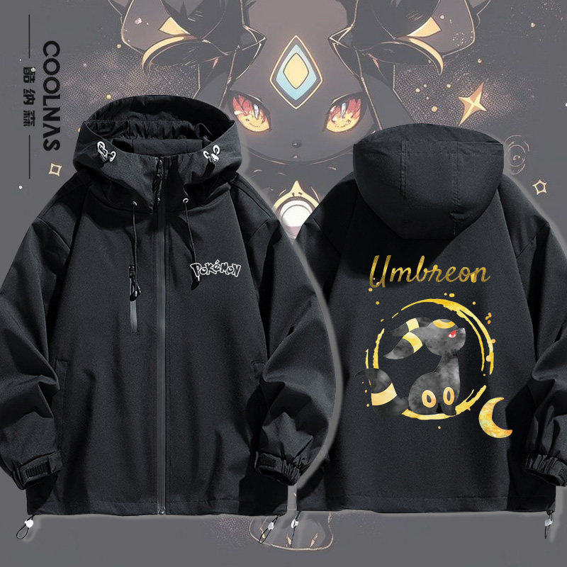 宝可梦伊布精灵动漫周边冲锋衣夹克外套青少年男女春秋套装衣服潮
