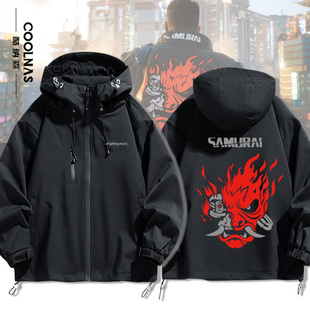 赛博朋克2077游戏周边强尼银手武侍乐队连帽冲锋衣男女秋冬上衣服