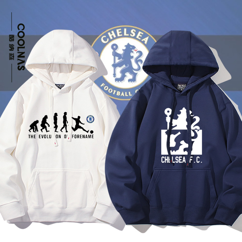 欧冠切尔西队服蓝军球迷纪念连帽卫衣春秋重磅休闲套头衣服外套潮