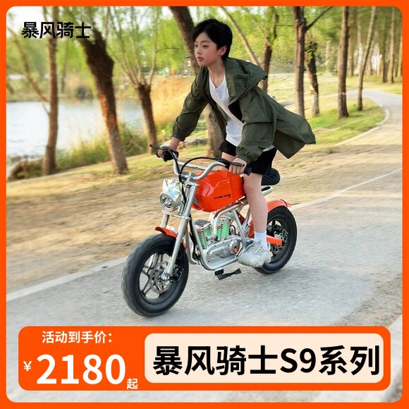 暴风骑士S9尊享版青少年电动摩托车哈雷风男女孩可坐人充电车颜值