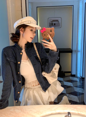 红人馆牛仔外套女款秋季2025新款小香风巨好看的蓝色休闲美式上衣