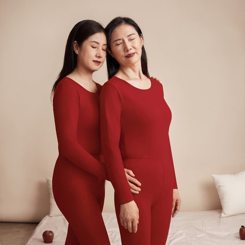 本命年红色纯棉秋衣秋裤女士内搭
