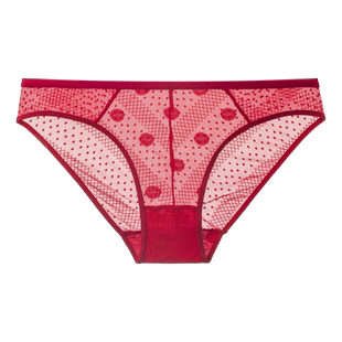 LPCSS鸿运本命年红装蕾丝内裤女冰丝性感网纱三角裤女士低腰棉裆
