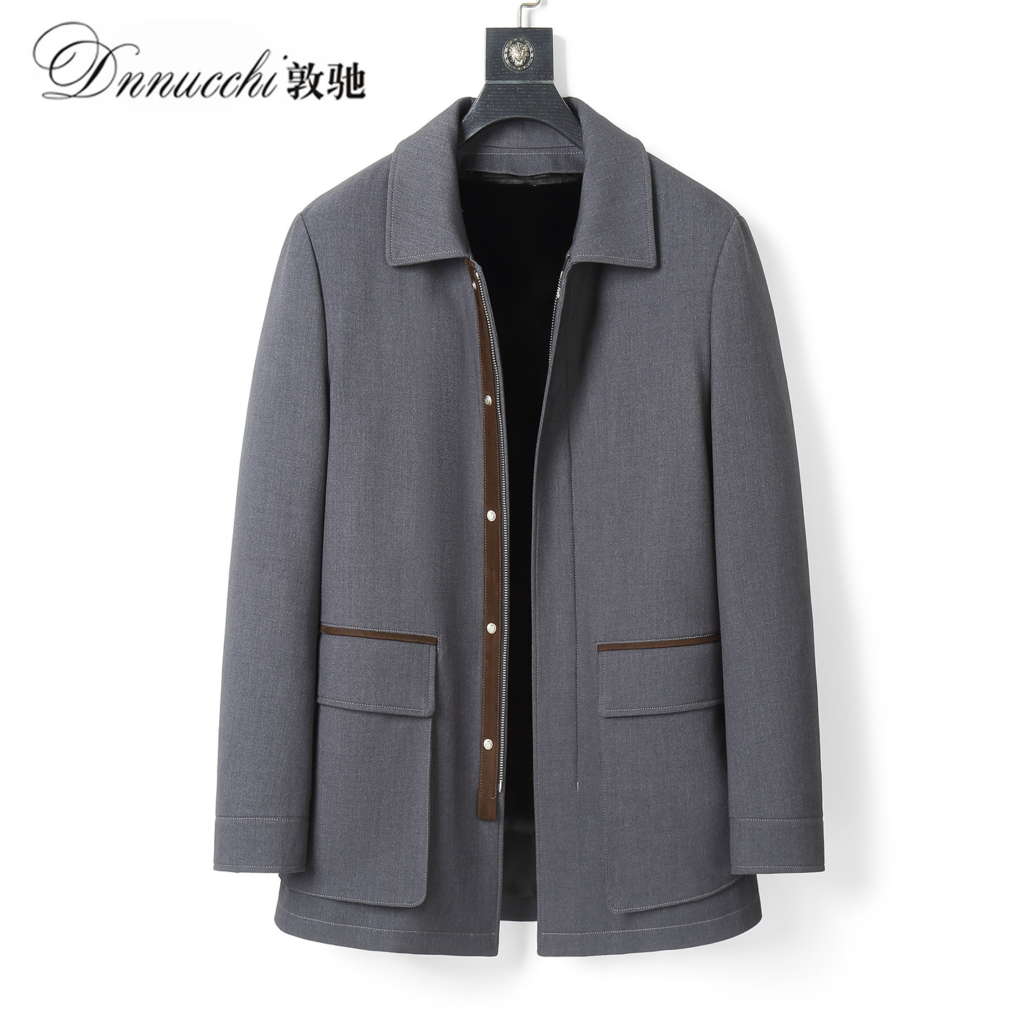 冬季厚款翻领派克服男水貂内胆