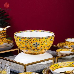 珐琅彩瓷景德镇陶瓷汤碗特大号家用8寸牛肉面汤碗水煮鱼骨瓷汤碗