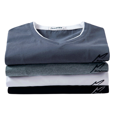 纯棉男装体恤v领打底衫潮牌秋衣