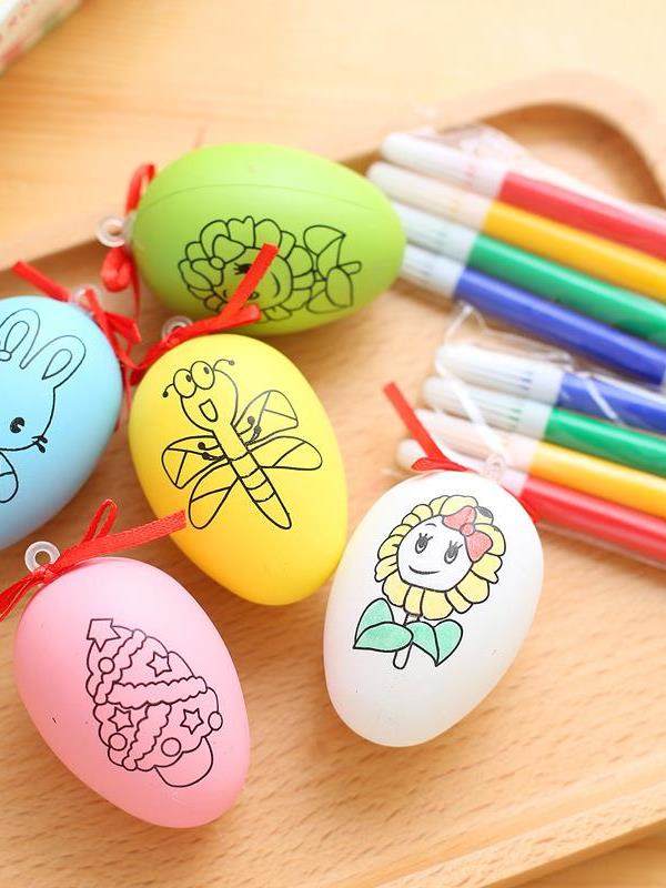 复活节彩蛋 儿童手工diy材料包幼儿园彩绘涂色仿真鸡蛋创意小礼物