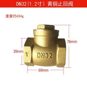 水管单向阀泵阀全铜卧式止回阀止逆阀水底阀水表止回4分6分1寸12