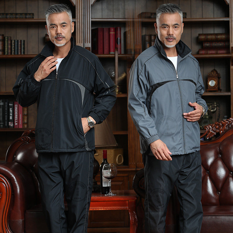 中老年运动服套装男春秋父亲中年宽松加绒两件套爸爸冬装休闲外套